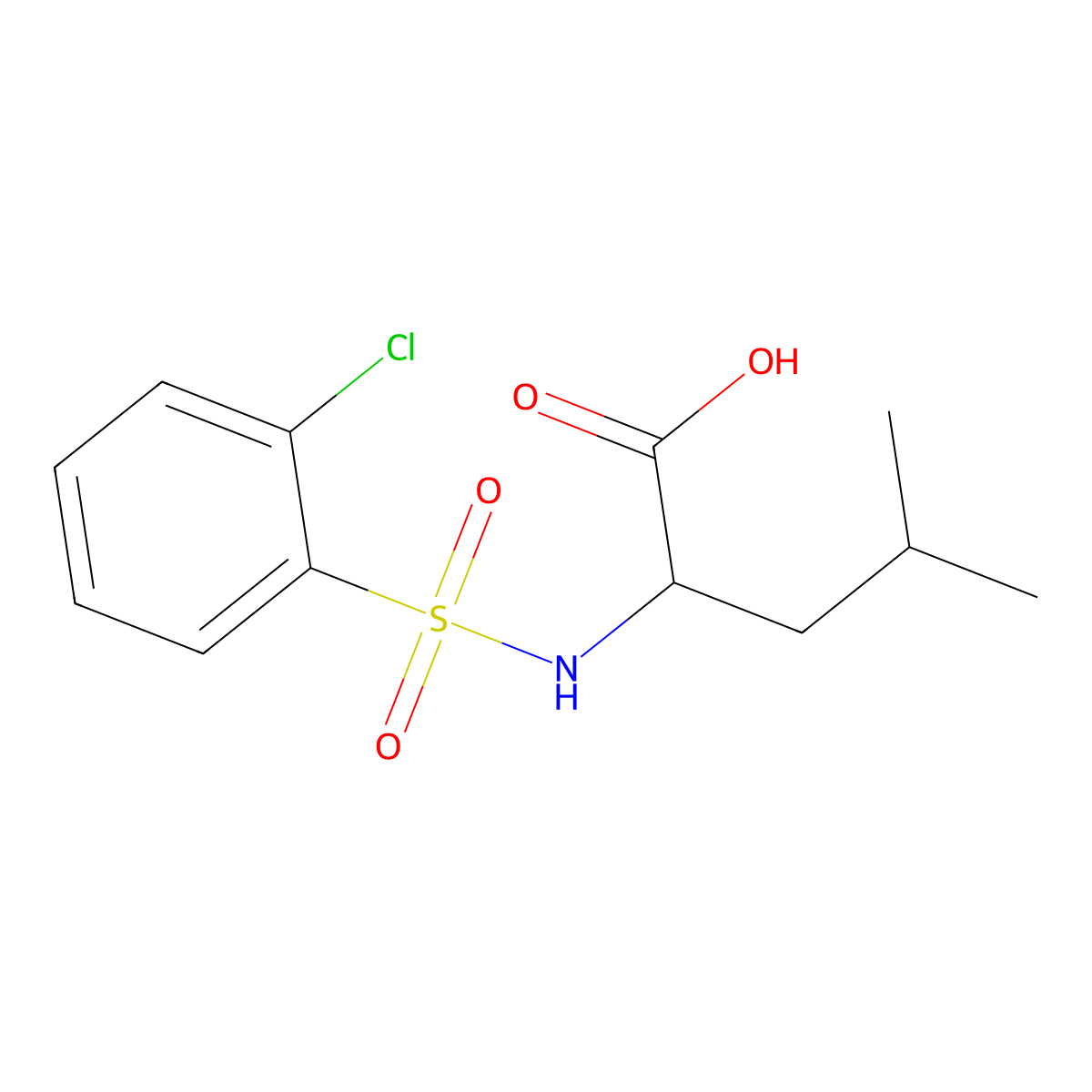 2-{[(2-Chlorophenyl)sulfonyl]amino}-4-methylpentanoic acid molecular structure, CAS 251097-66-2