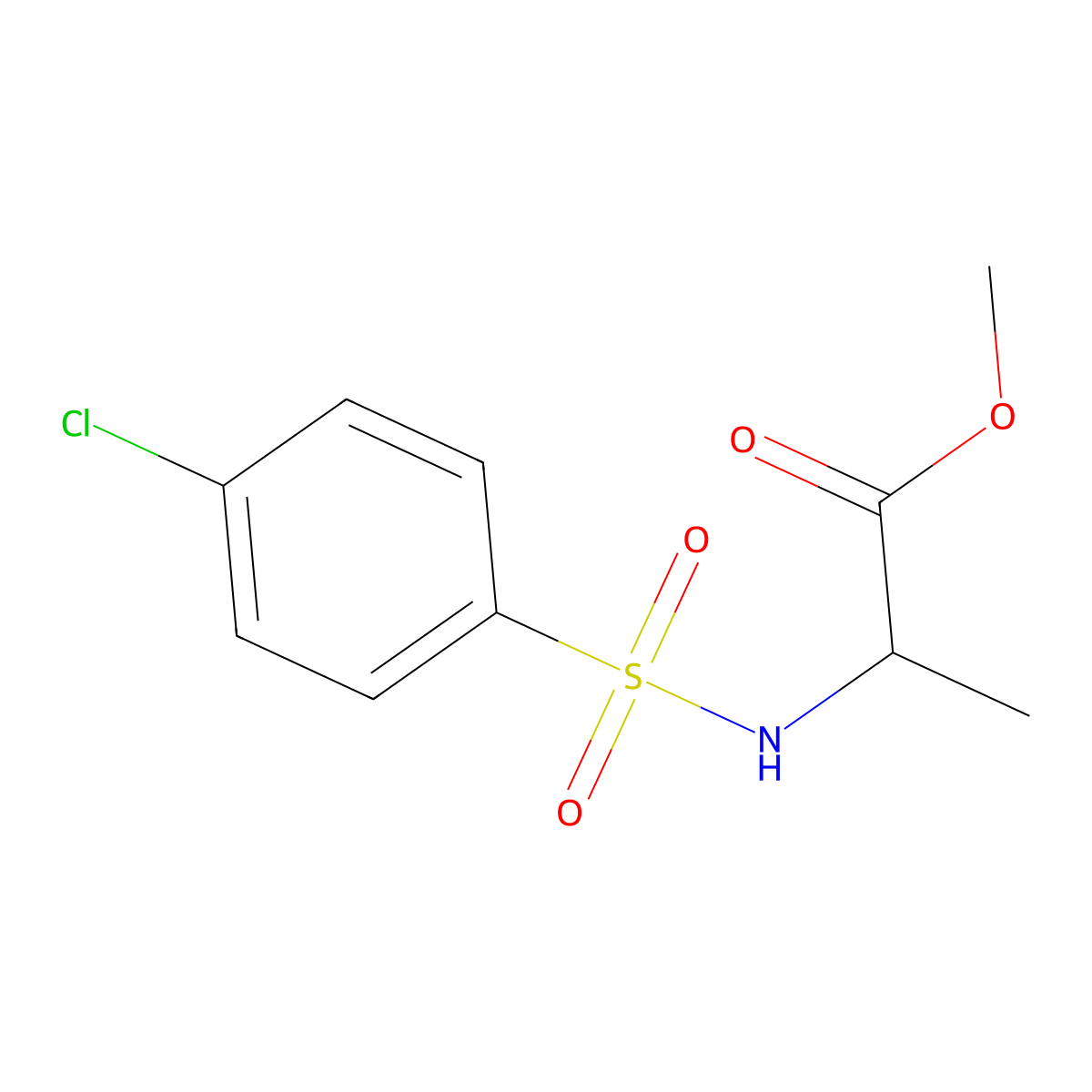 Methyl 2-[(4-chlorophenyl)sulfonylamino]propanoate molecular structure, CAS 251097-67-3