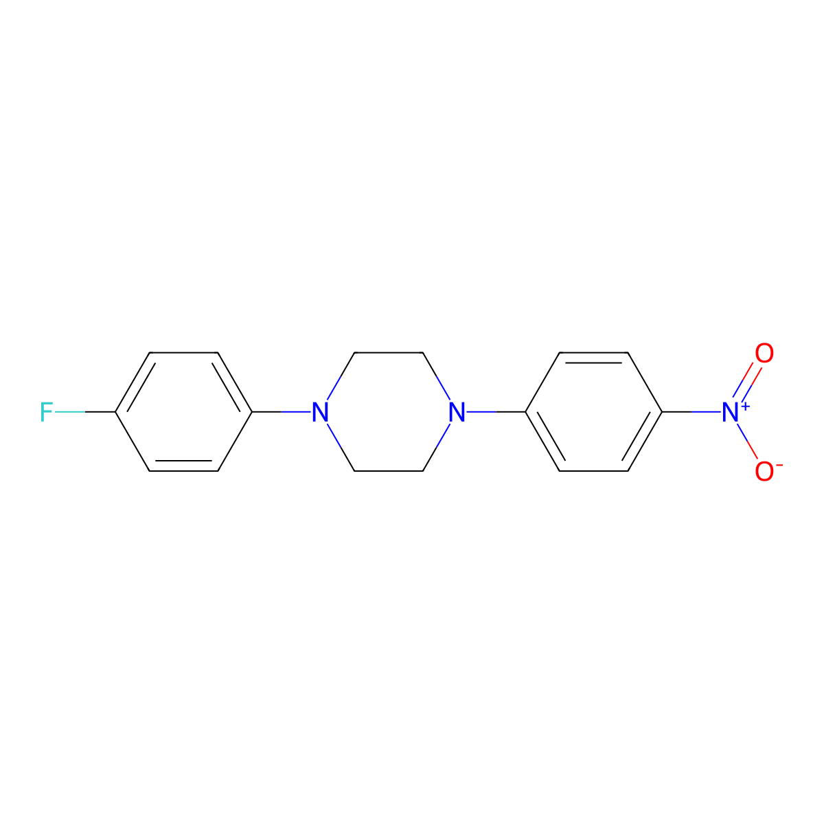 1-(4-Fluorophenyl)-4-(4-nitrophenyl)piperazine molecular structure, CAS 251097-68-4