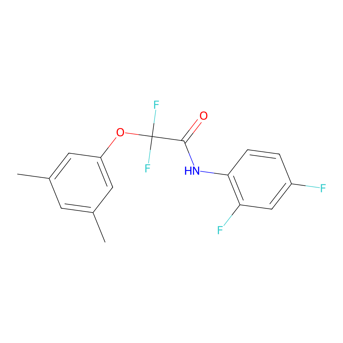 N-(2,4-difluorophenyl)-2-(3,5-dimethylphenoxy)-2,2-difluoroacetamide molecular structure, CAS 251097-72-0