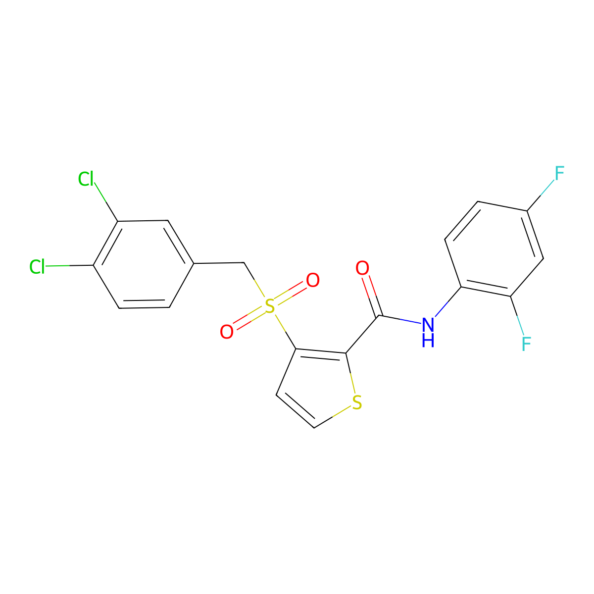 3-[(3,4-dichlorobenzyl)sulfonyl]-N-(2,4-difluorophenyl)-2-thiophenecarboxamide molecular structure, CAS 251097-76-4