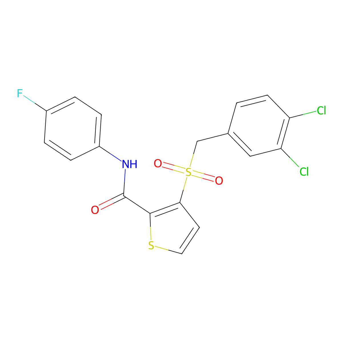 3-[(3,4-dichlorobenzyl)sulfonyl]-N-(4-fluorophenyl)-2-thiophenecarboxamide molecular structure, CAS 251097-77-5