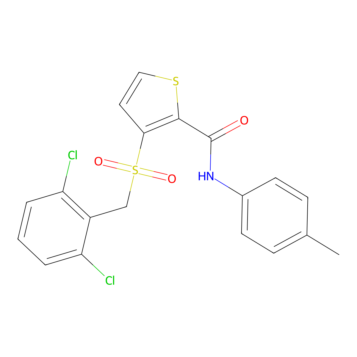 3-[(2,6-dichlorobenzyl)sulfonyl]-N-(4-methylphenyl)-2-thiophenecarboxamide molecular structure, CAS 251097-78-6