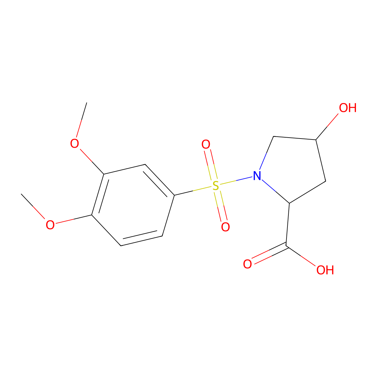1-[(3,4-Dimethoxyphenyl)sulfonyl]-4-hydroxy-2-pyrrolidinecarboxylic acid molecular structure, CAS 251097-85-5