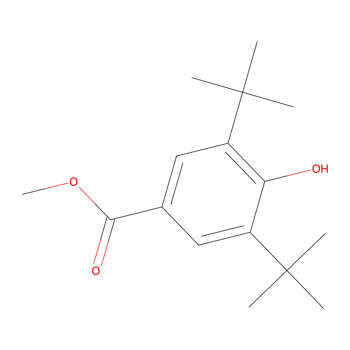 Methyl 3,5-bis-tert-butyl-4-hydroxybenzoate molecular structure, CAS 2511-22-0