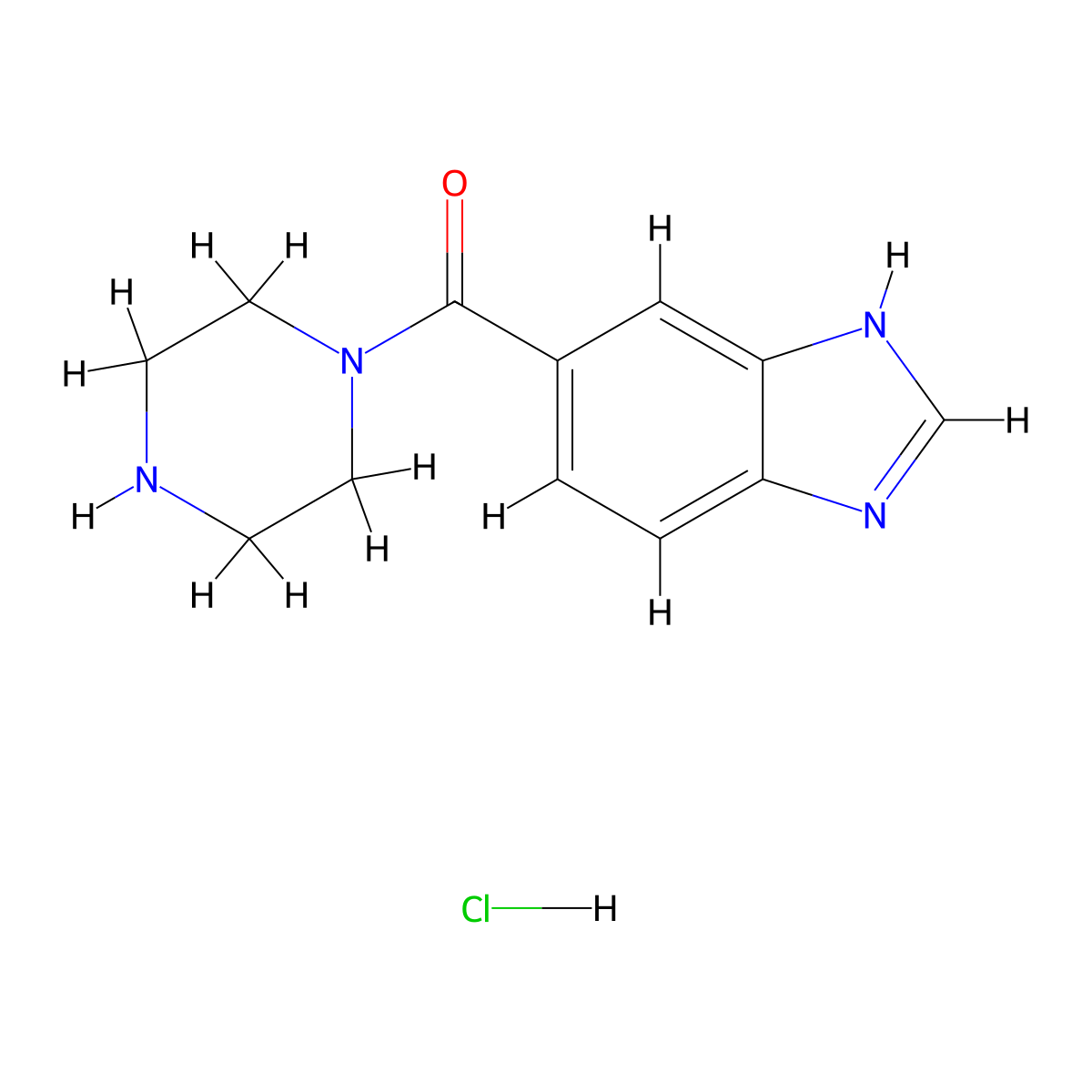 5-(Piperazine-1-carbonyl)-1H-1,3-benzodiazole hydrochloride molecular structure, CAS 251106-07-7