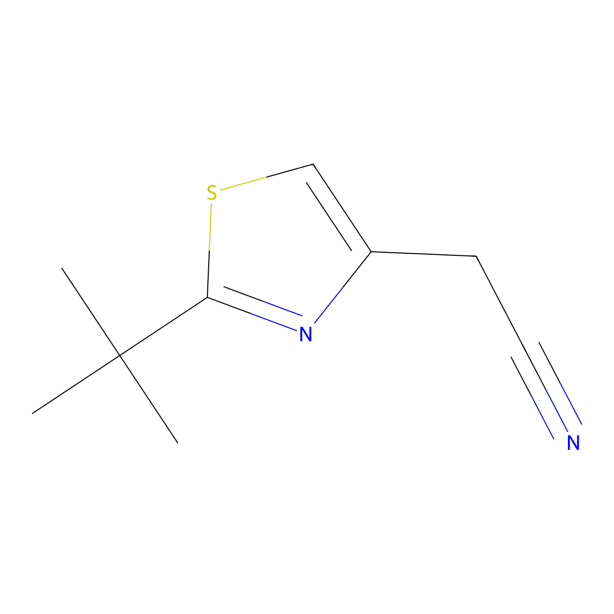 2-(2-Tert-butyl-1,3-thiazol-4-yl)acetonitrile molecular structure, CAS 251111-86-1