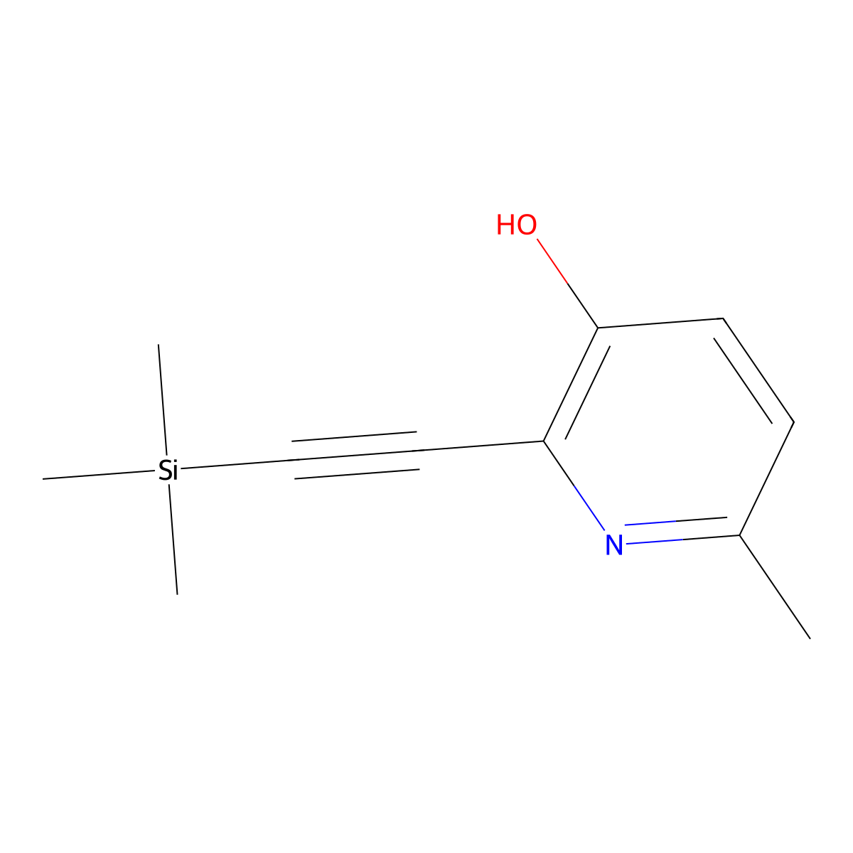 6-Methyl-2-((trimethylsilyl)ethynyl)pyridin-3-ol molecular structure, CAS 2511145-30-3