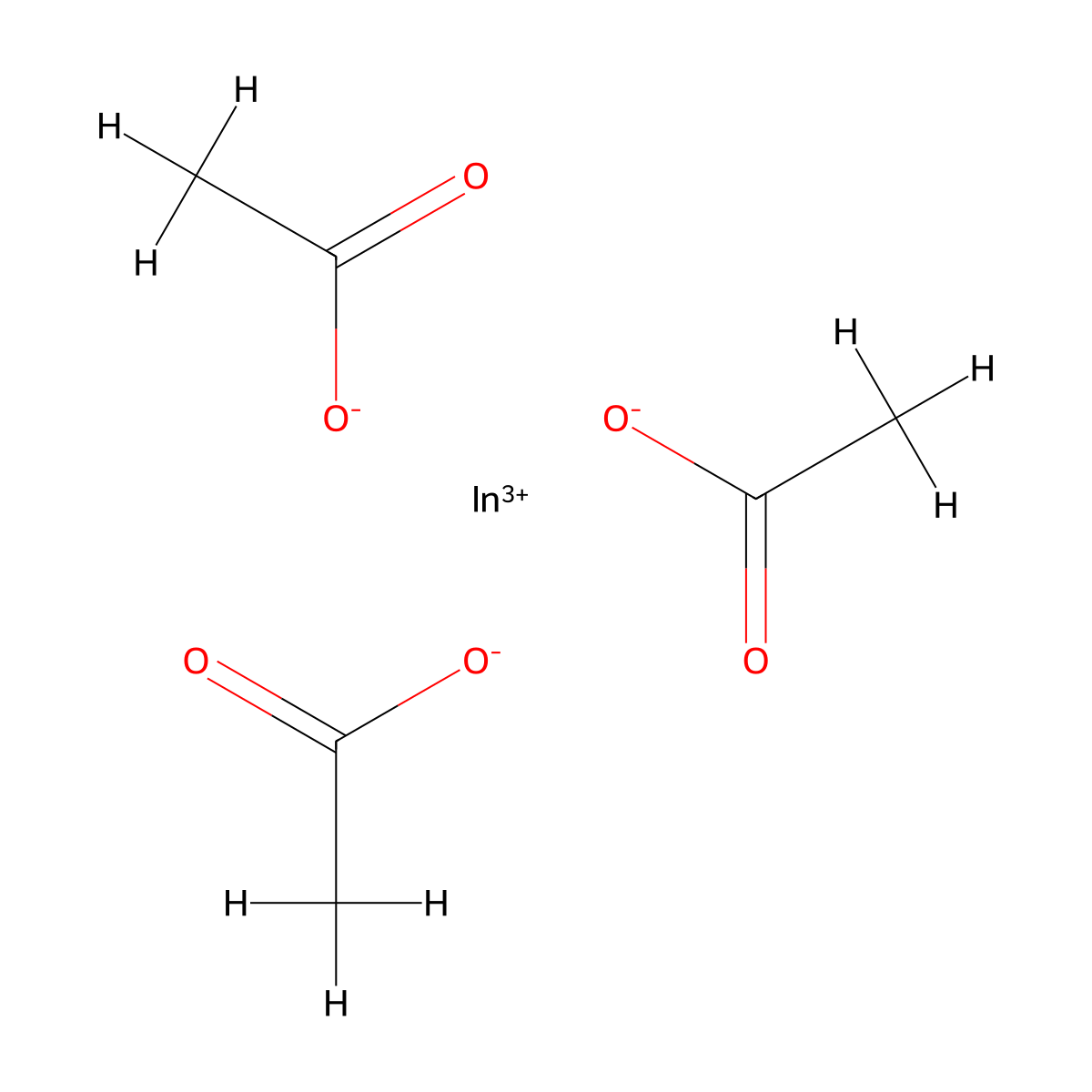 Indium acetate molecular structure, CAS 25114-58-3