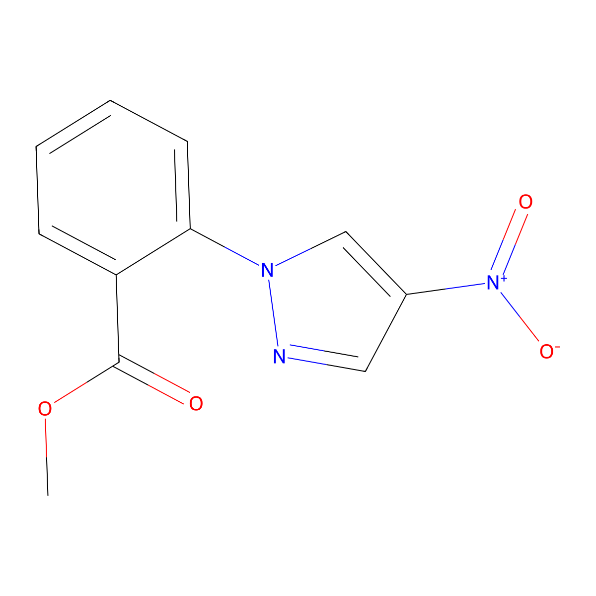 Methyl 2-(4-nitropyrazol-1-yl)benzoate molecular structure, CAS 2511564-71-7