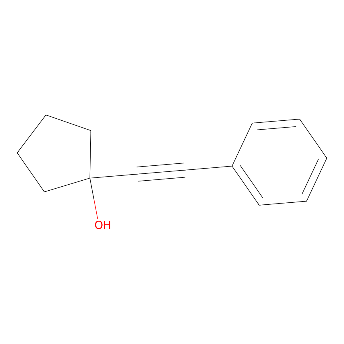 1-(Phenylethynyl)-1-cyclopentanol molecular structure, CAS 25118-60-9