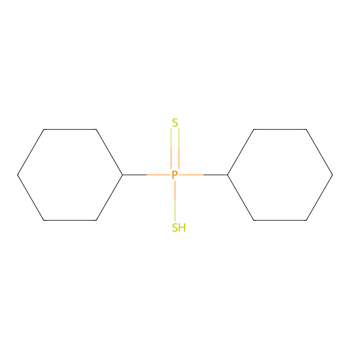 Phosphinodithioic acid, dicyclohexyl- molecular structure, CAS 2512-58-5