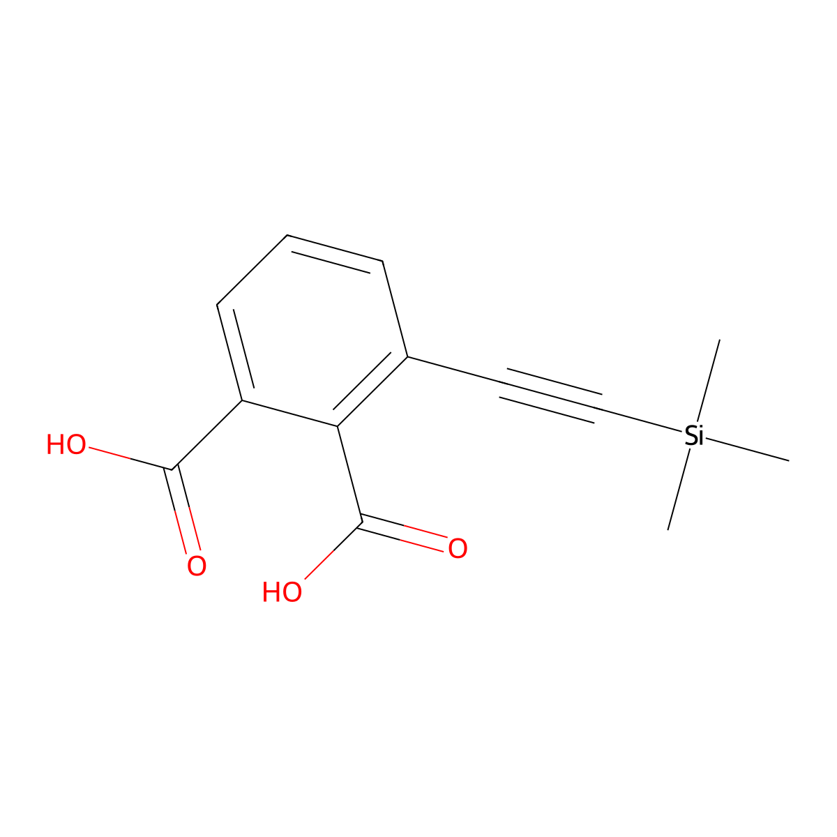 3-((Trimethylsilyl)ethynyl)phthalic acid molecular structure, CAS 2512135-16-7