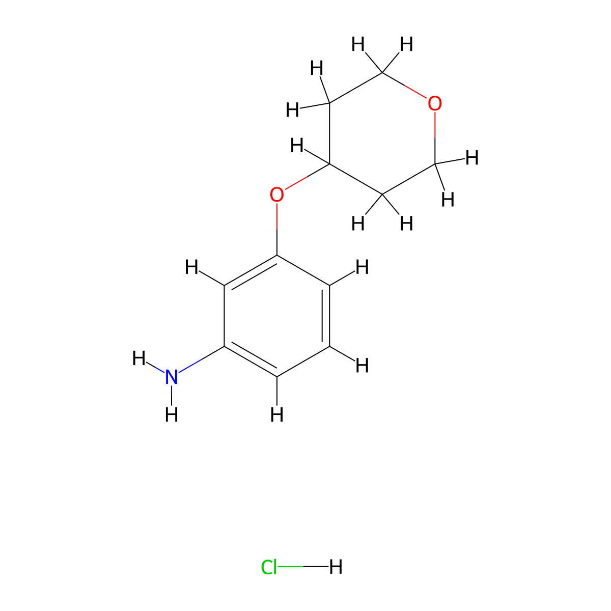 3-((Tetrahydro-2H-pyran-4-yl)oxy)aniline hydrochloride molecular structure, CAS 2512185-56-5