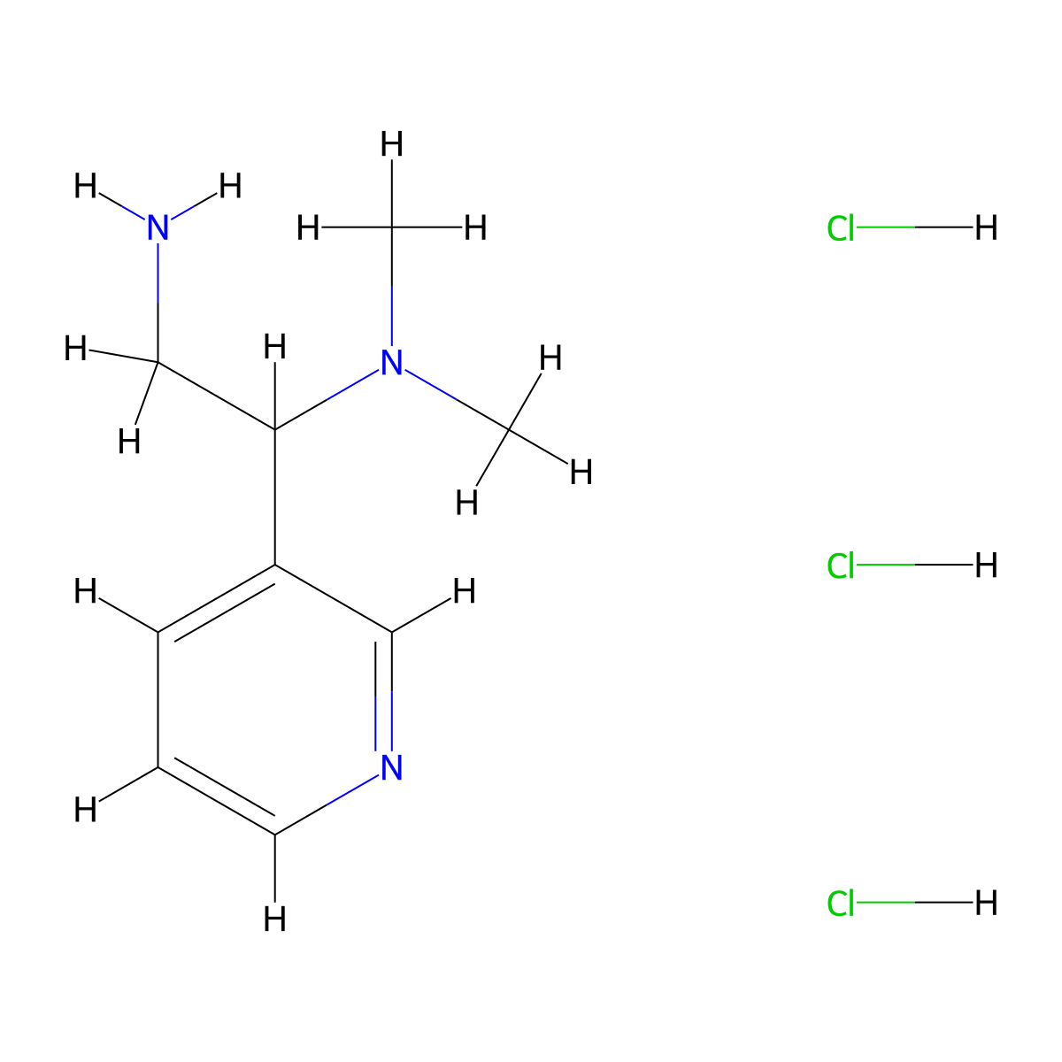 [2-Amino-1-(pyridin-3-yl)ethyl]dimethylamine trihydrochloride molecular structure, CAS 2512185-90-7