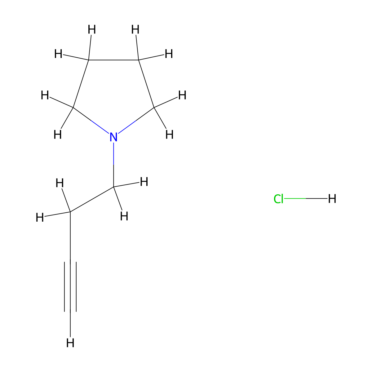 1-(But-3-yn-1-yl)pyrrolidine HCl molecular structure, CAS 2512185-96-3