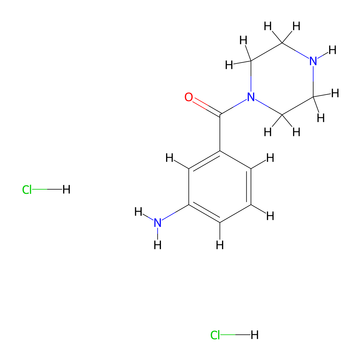 (3-Aminophenyl)(piperazin-1-yl)methanone 2HCl molecular structure, CAS 2512186-19-3