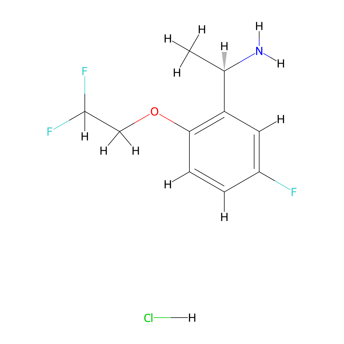 (R)-1-(2-(2,2-Difluoroethoxy)-5-fluorophenyl)ethan-1-amine hydrochloride molecular structure, CAS 2512190-47-3