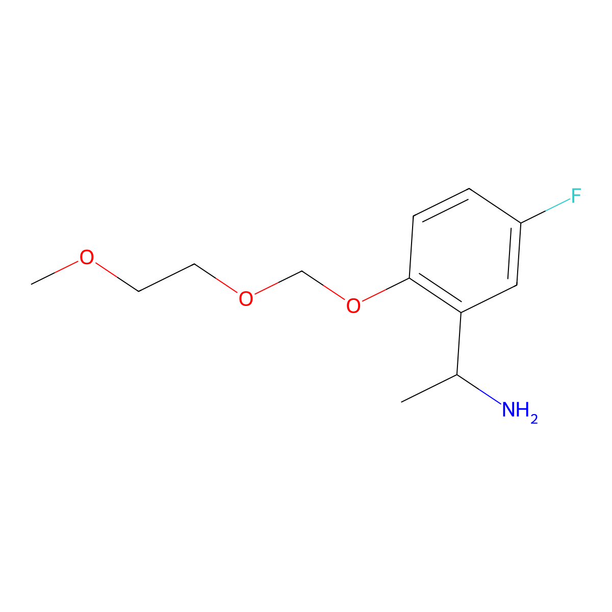 (R)-1-(5-Fluoro-2-((2-methoxyethoxy)methoxy)phenyl)ethan-1-amine molecular structure, CAS 2512190-53-1