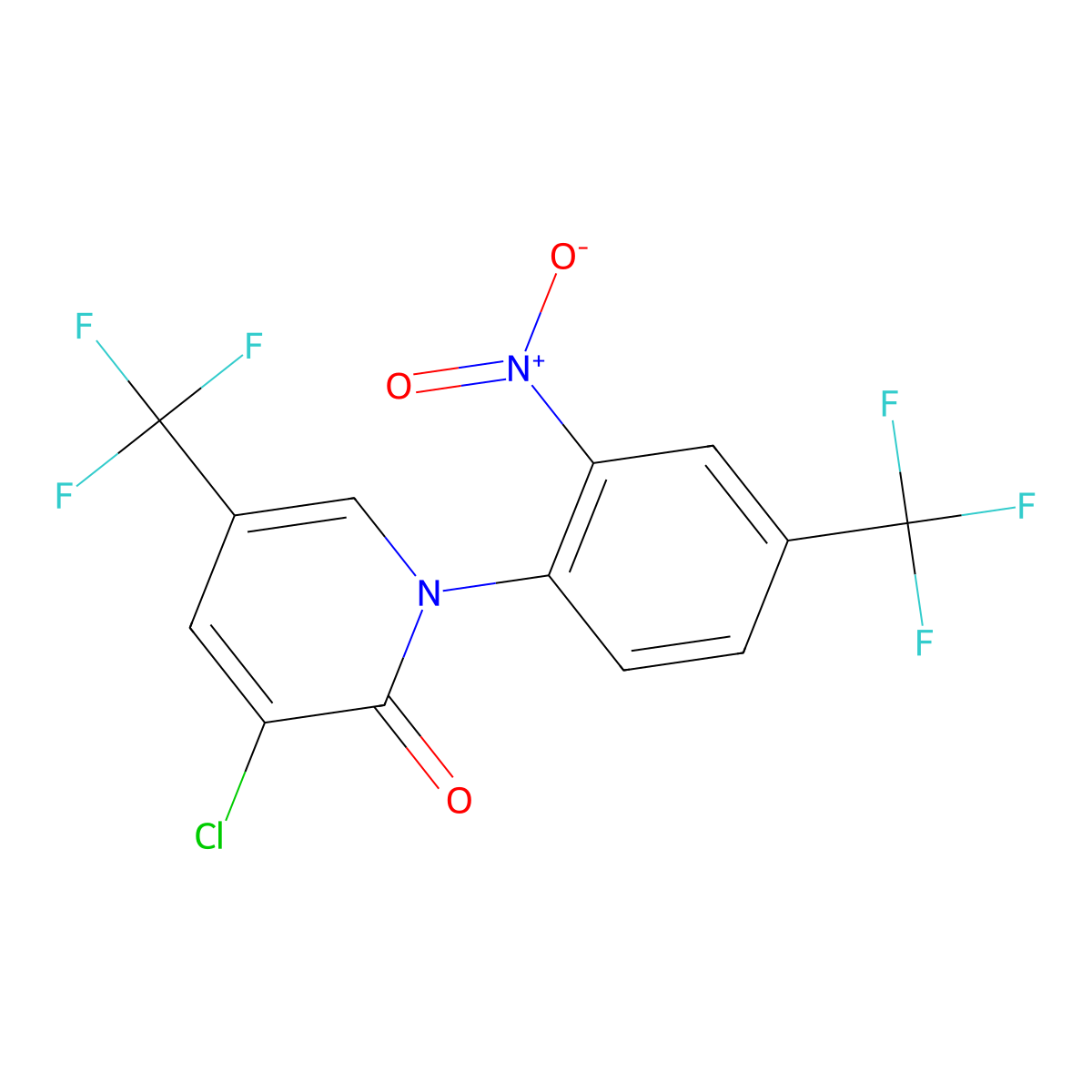 3-Chloro-1-[2-nitro-4-(trifluoromethyl)phenyl]-5-(trifluoromethyl)pyridin-2(1H)-one molecular structure, CAS 2512193-92-7