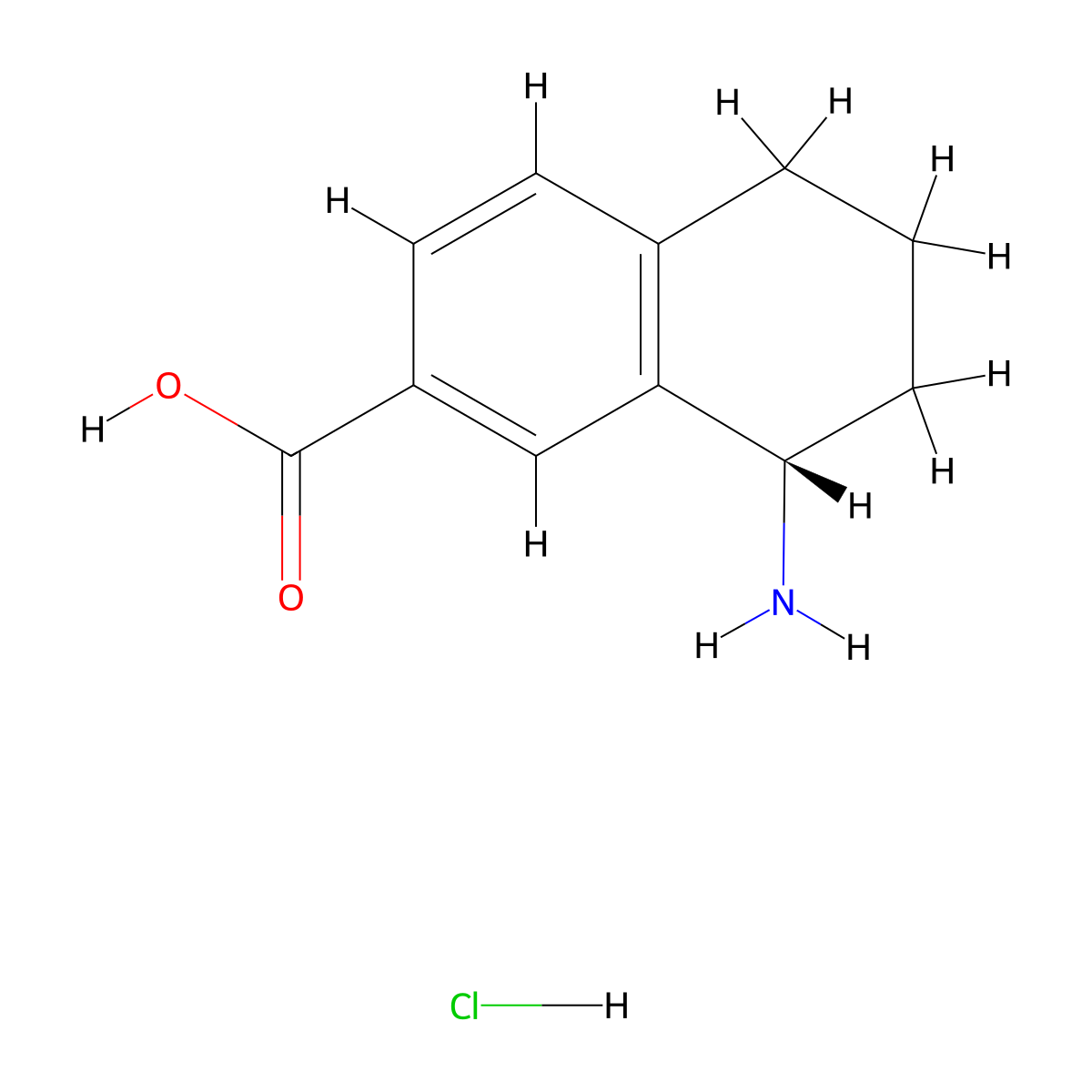 (S)-8-Amino-5,6,7,8-tetrahydronaphthalene-2-carboxylic acid (hydrochloride) molecular structure, CAS 2512203-16-4