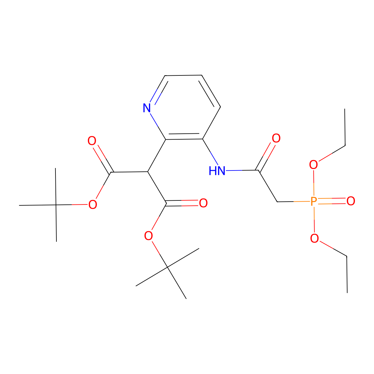 Di-tert-butyl 2-(3-(2-(diethoxyphosphoryl)acetamido)pyridin-2-yl)malonate molecular structure, CAS 2512211-90-2