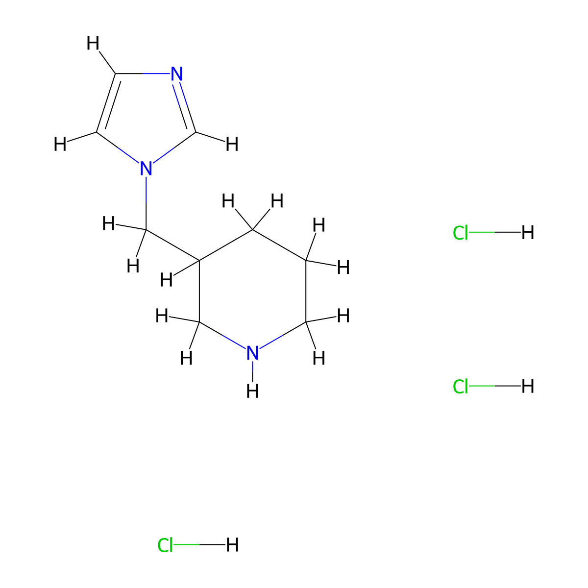 3-(1H-Imidazol-1-ylmethyl)piperidine 3HCl molecular structure, CAS 2512214-94-5