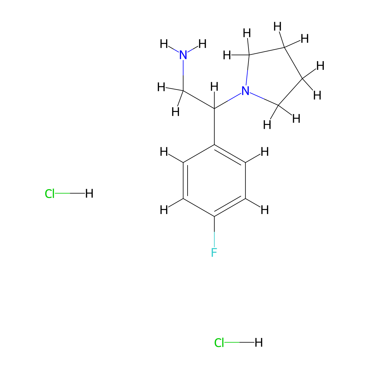 2-(4-Fluorophenyl)-2-(pyrrolidin-1-yl)ethanamine 2HCl molecular structure, CAS 2512216-85-0