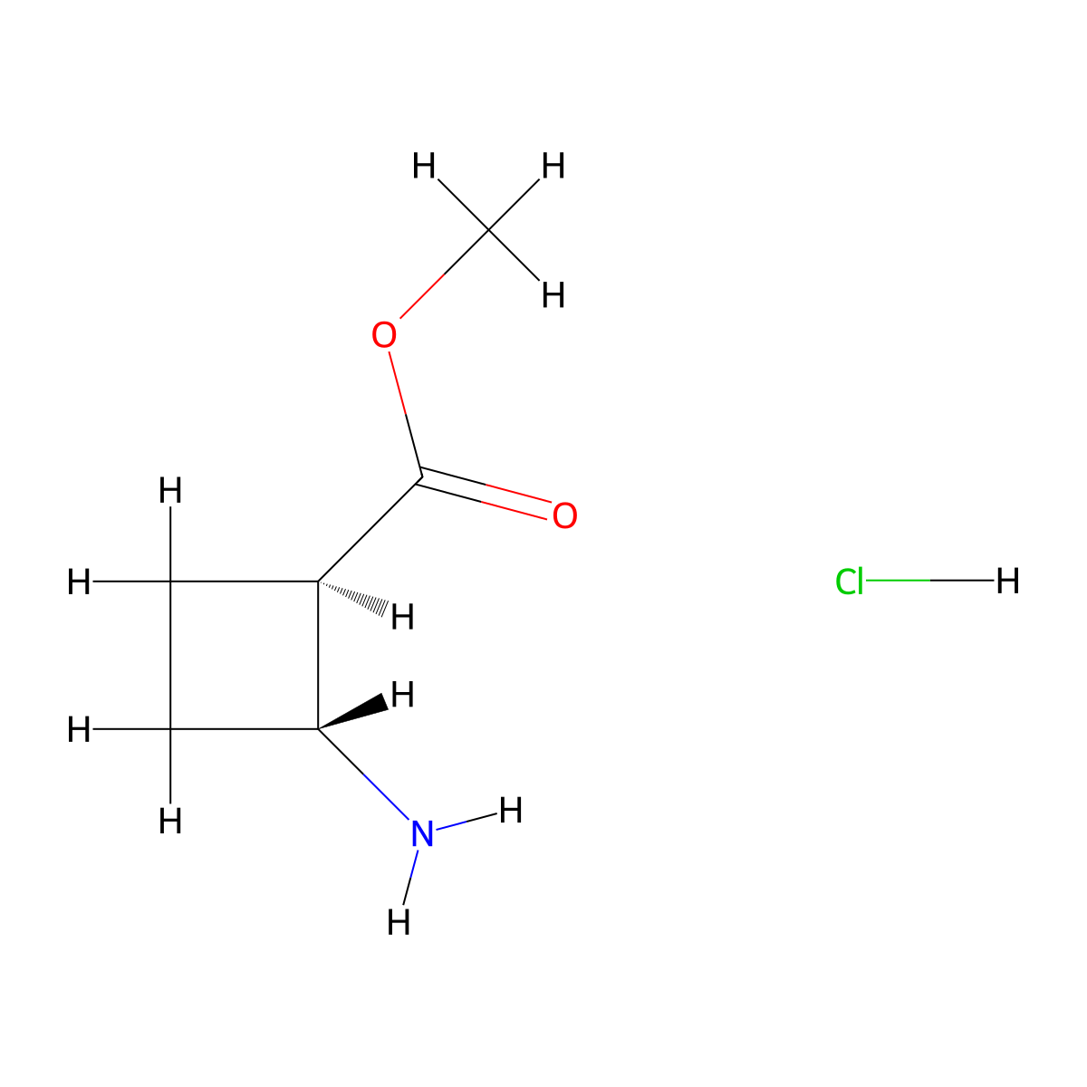 rac-methyl (1R,2R)-2-aminocyclobutane-1-carboxylate hydrochloride molecular structure, CAS 2512217-25-1