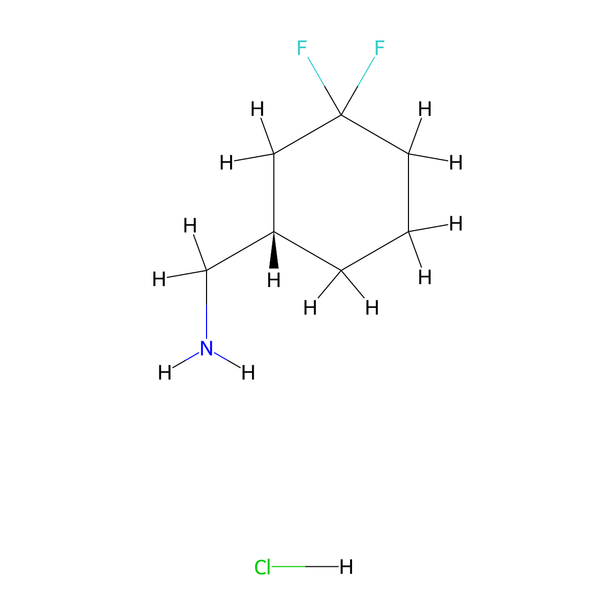 [(1S)-3,3-difluorocyclohexyl]methanamine;hydrochloride molecular structure, CAS 2512218-90-3