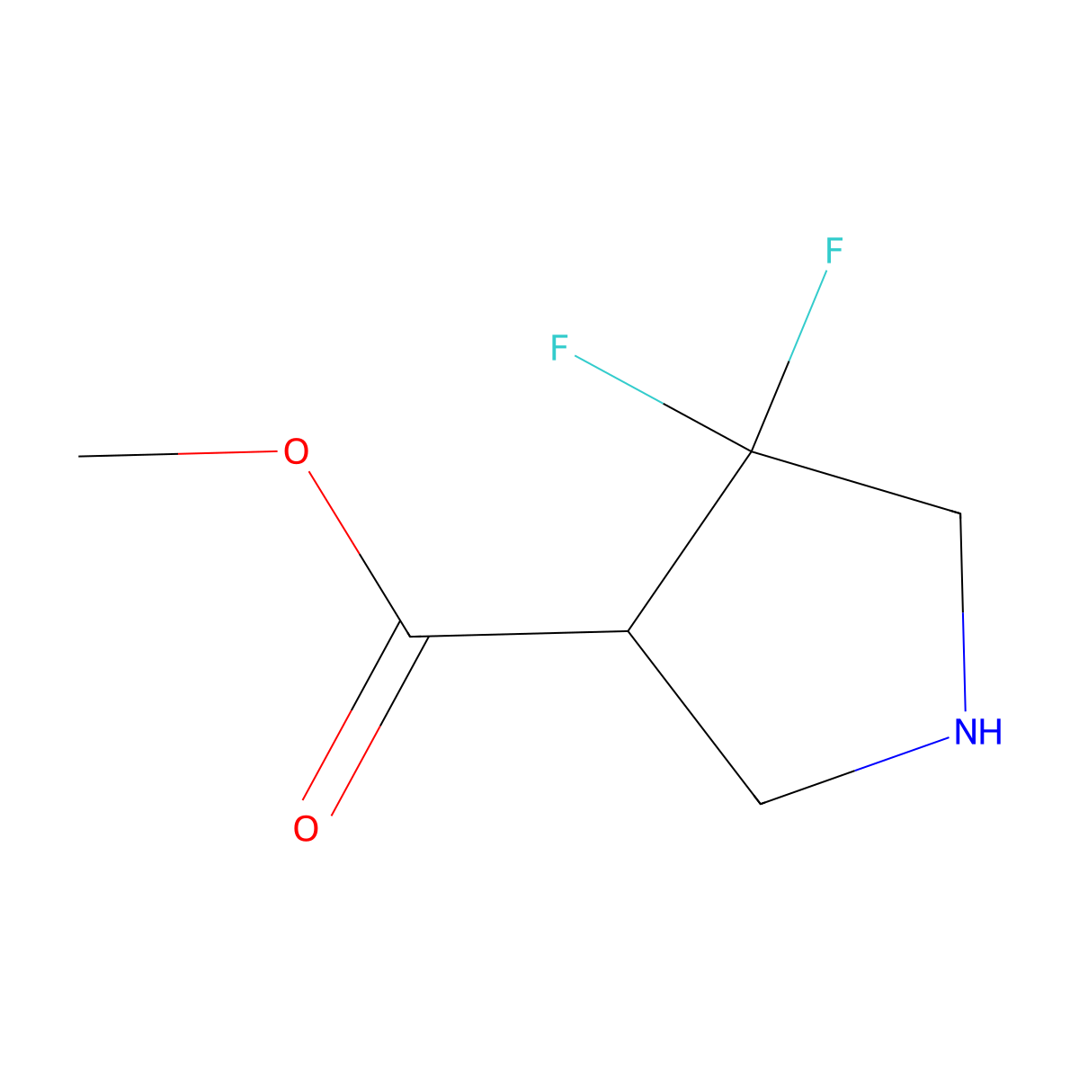 methyl (3R)-4,4-difluoropyrrolidine-3-carboxylate molecular structure, CAS 2512218-91-4