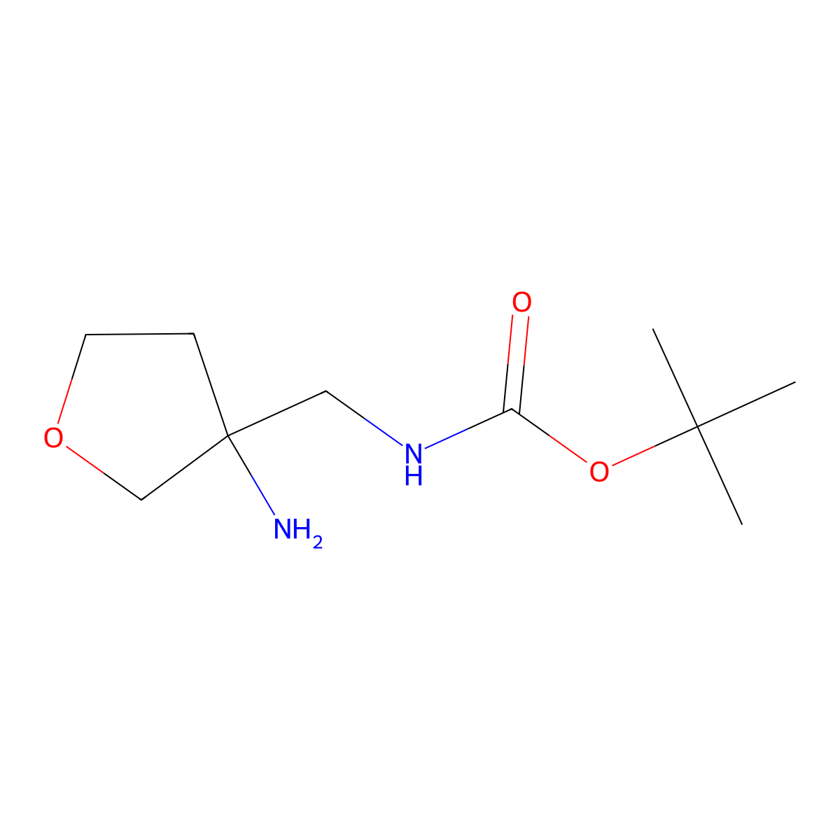 tert-butyl N-[[(3R)-3-aminotetrahydrofuran-3-yl]methyl]carbamate molecular structure, CAS 2512218-94-7