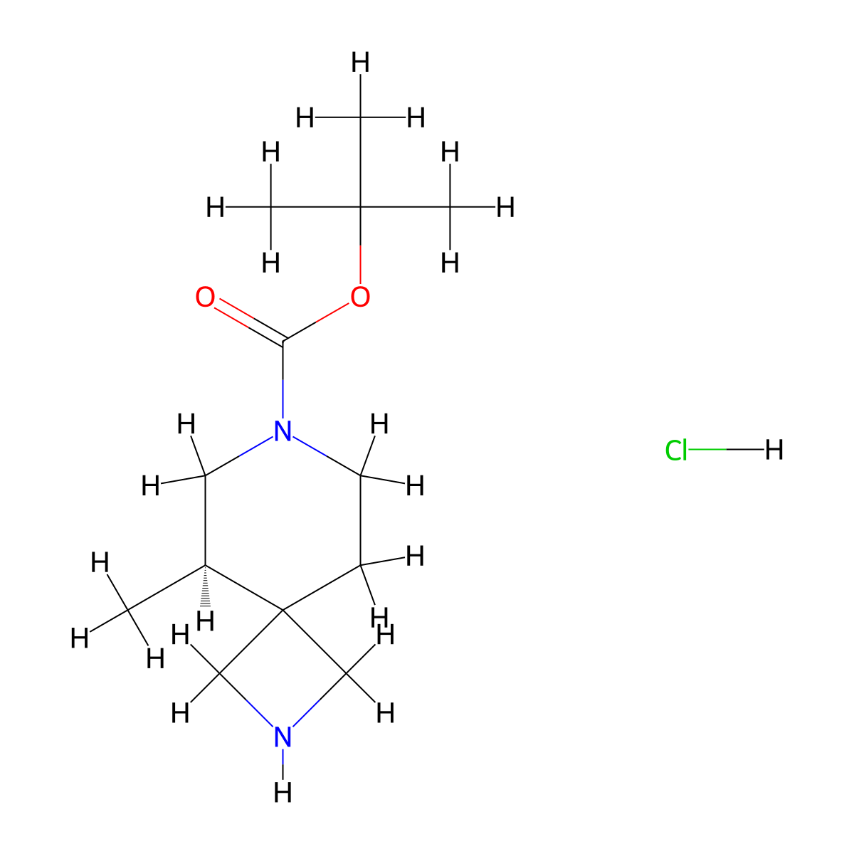 tert-butyl (5R)-5-methyl-2,7-diazaspiro[3.5]nonane-7-carboxylate hydrochloride molecular structure, CAS 2512219-05-3