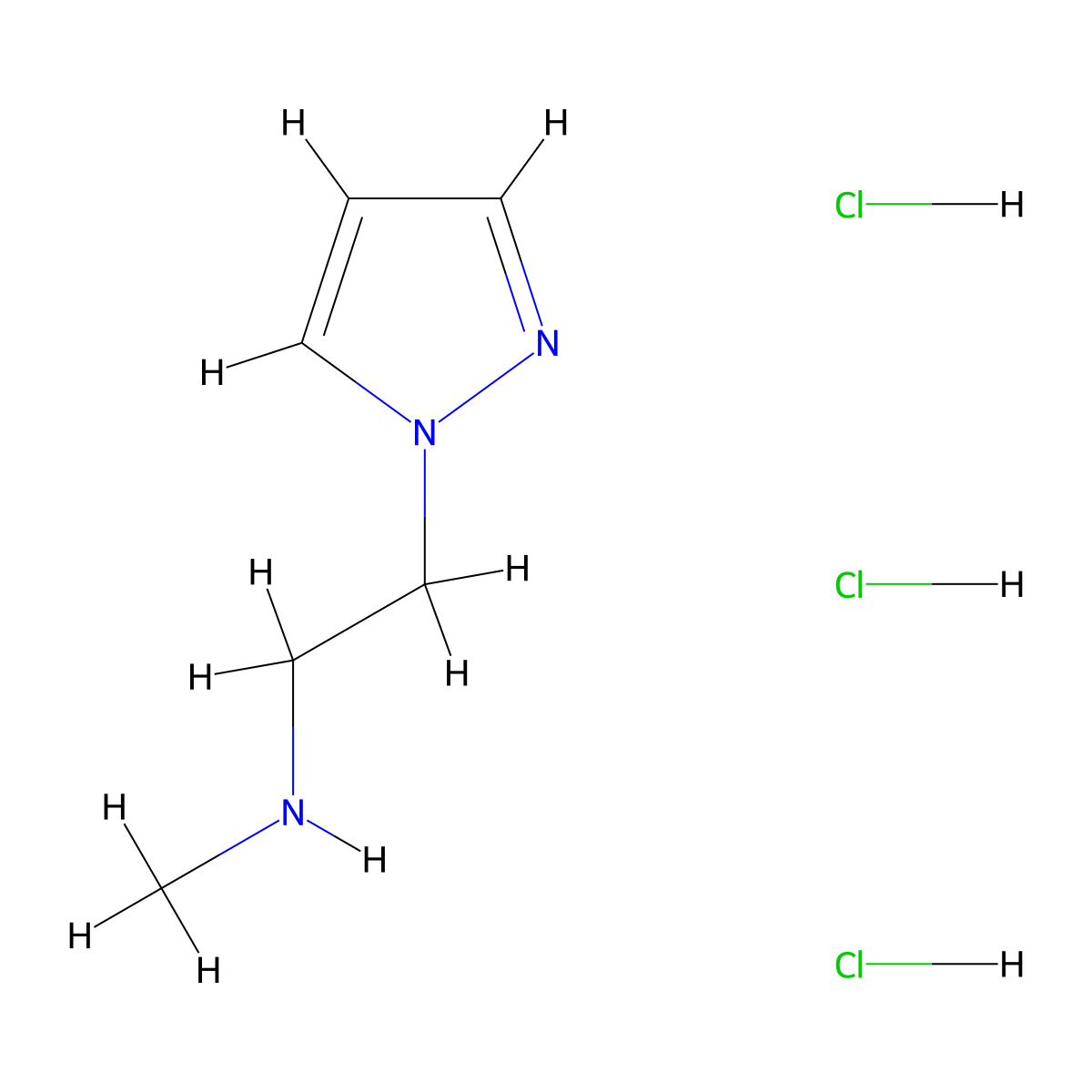 N-Methyl-1H-pyrazole-1-ethanamine 3HCl molecular structure, CAS 2512230-57-6