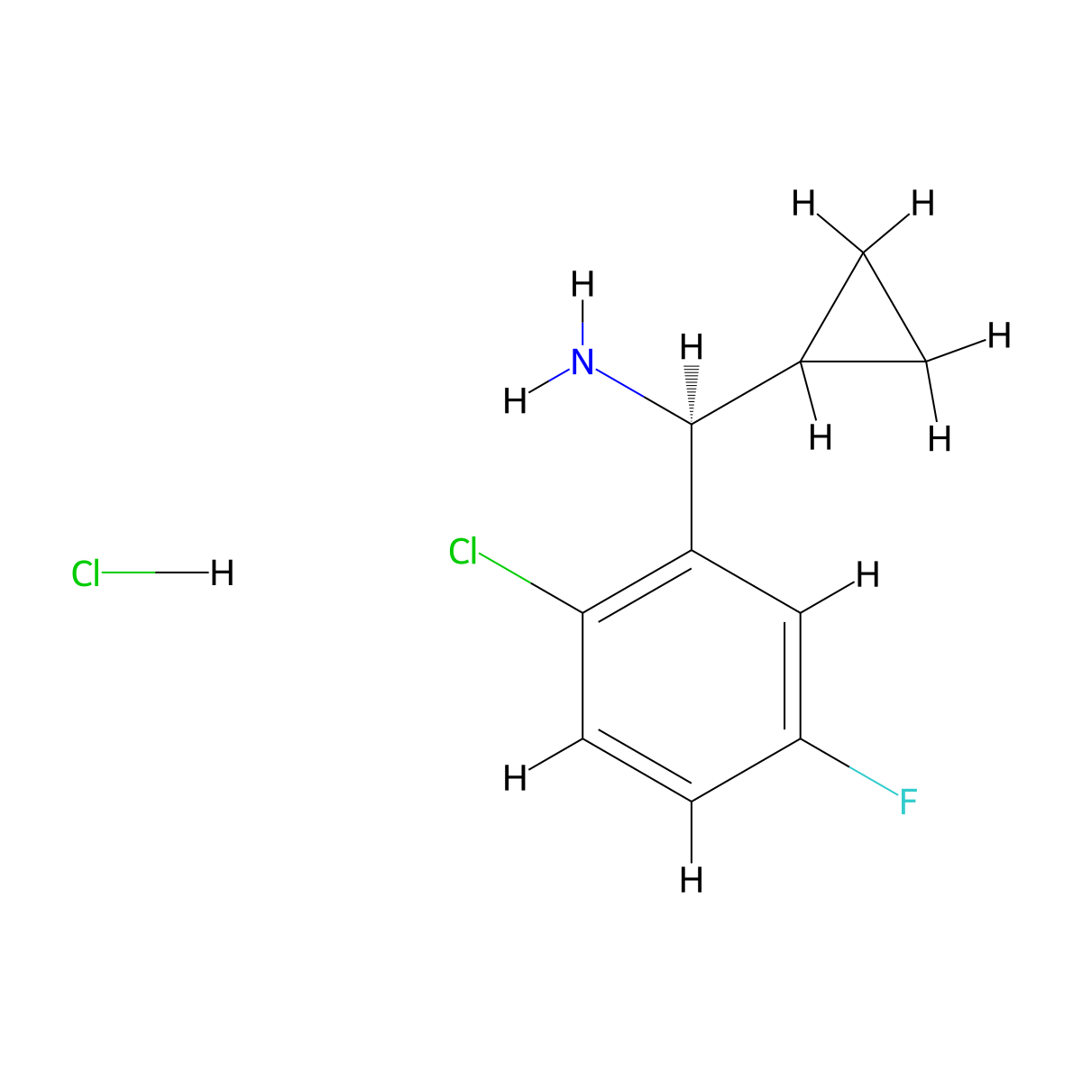 (1S)-1-(2-Chloro-5-fluorophenyl)-1-cyclopropylmethanamine hydrochloride molecular structure, CAS 2512236-41-6