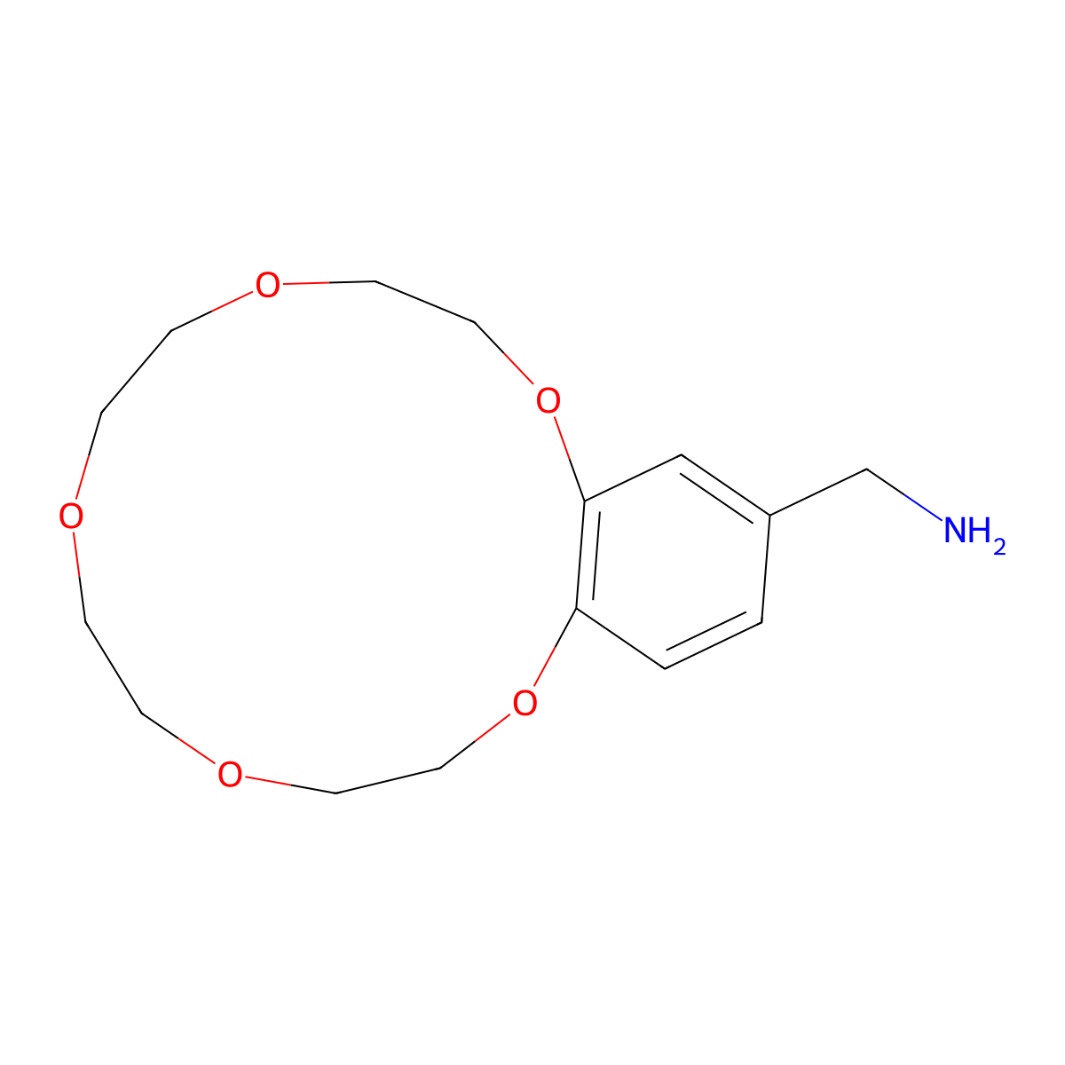 1-(2,3,5,6,8,9,11,12-Octahydro-1,4,7,10,13-benzopentaoxacyclopentadecin-15-YL)methanamine molecular structure, CAS 251291-65-3