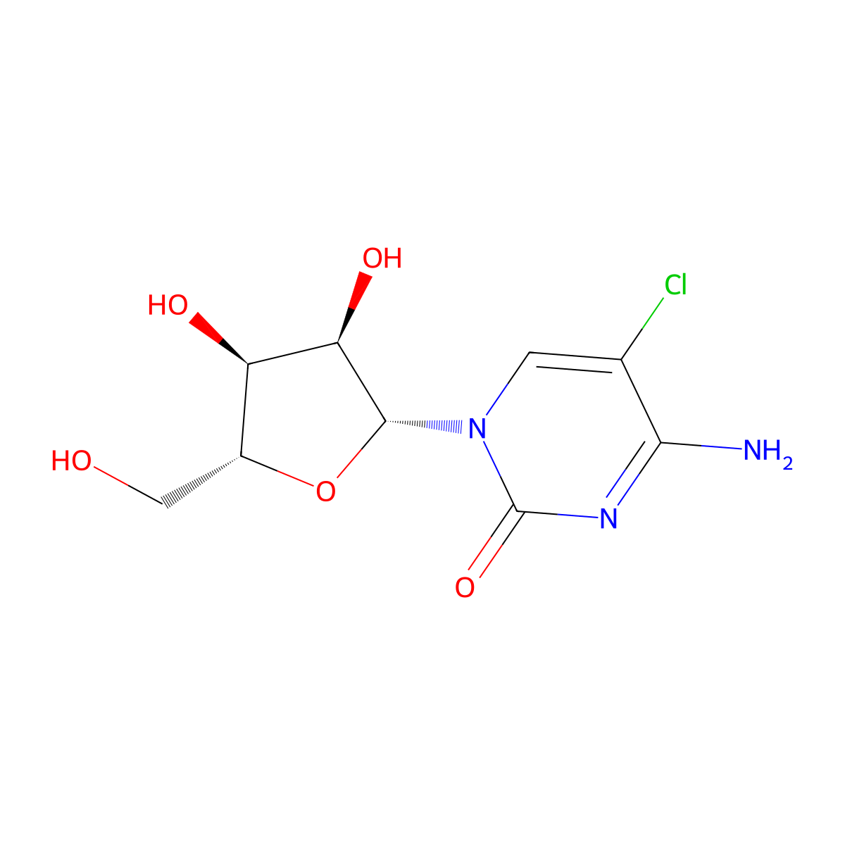 5-Chlorocytidine molecular structure, CAS 25130-29-4