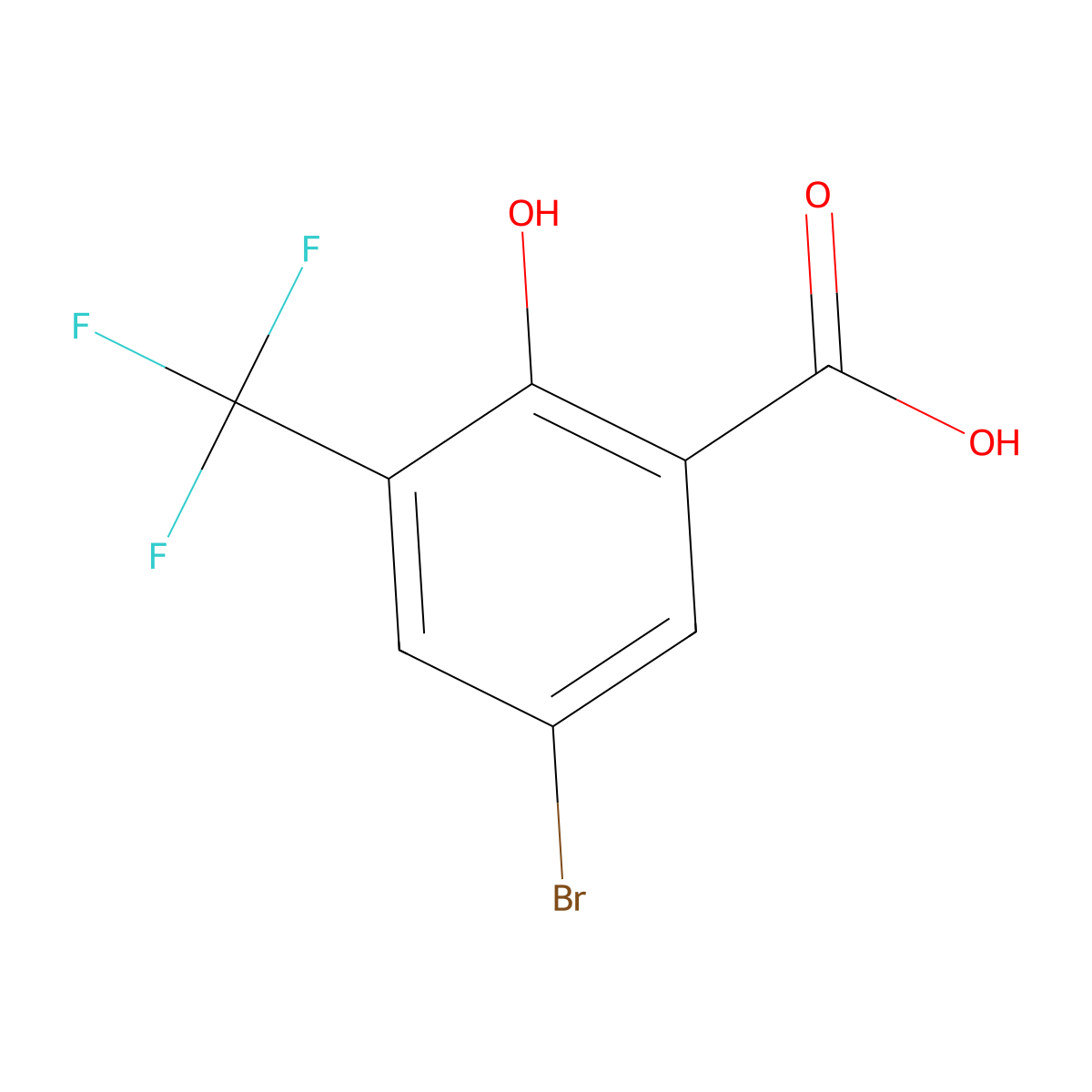 5-Bromo-2-hydroxy-3-(trifluoromethyl)benzoic acid molecular structure, CAS 251300-31-9
