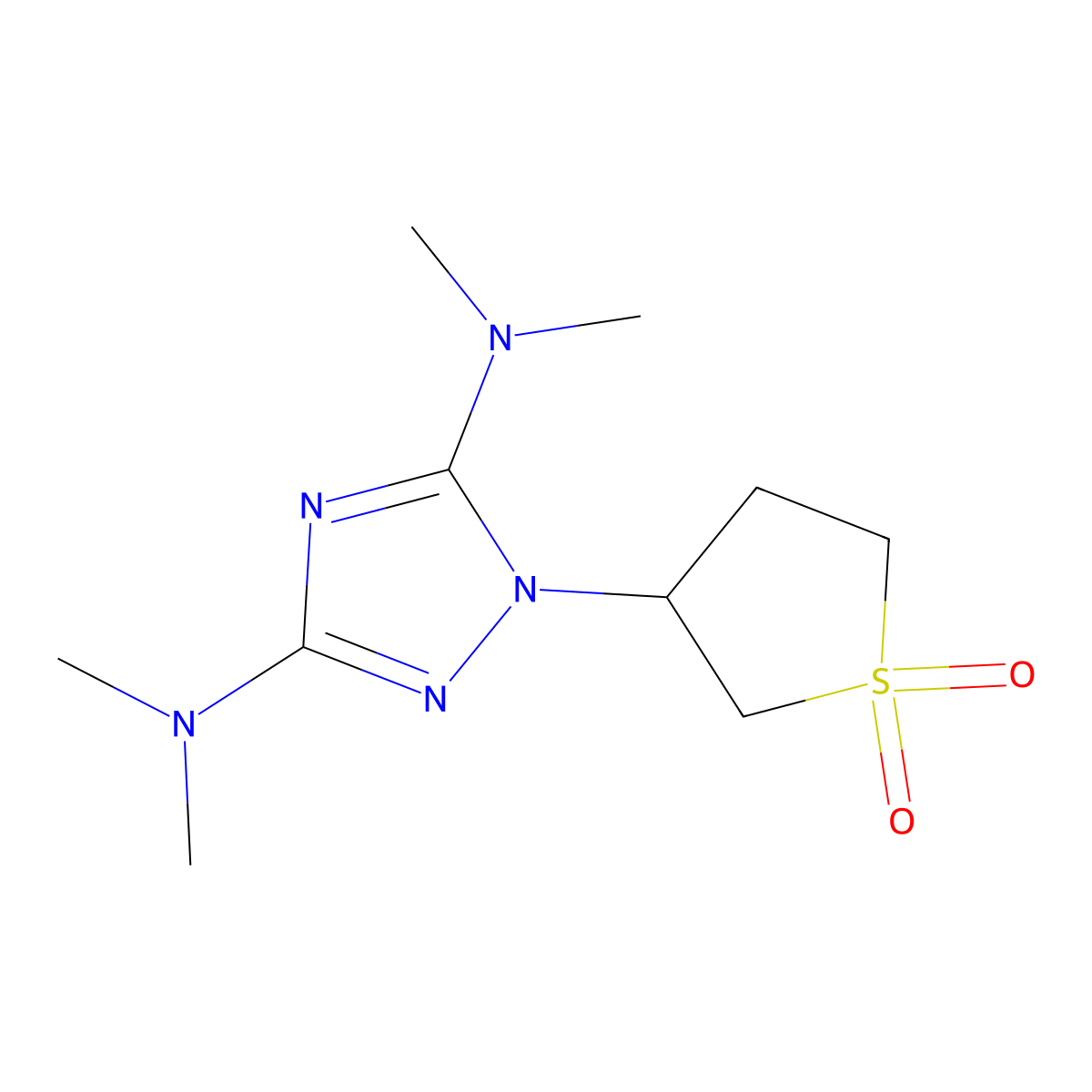 1-(1,1-dioxothiolan-3-yl)-3-N,3-N,5-N,5-N-tetramethyl-1,2,4-triazole-3,5-diamine molecular structure, CAS 251307-00-3