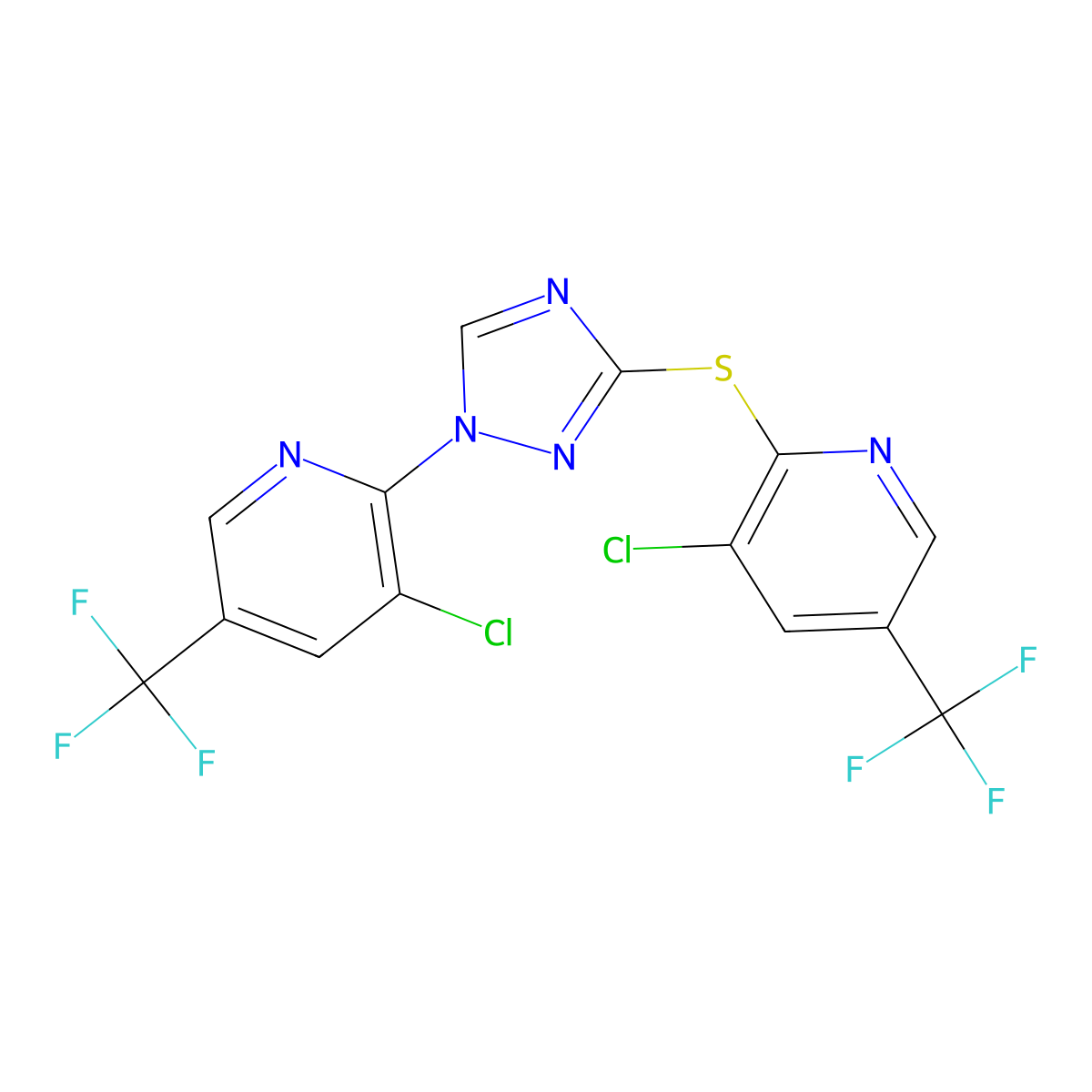 3-chloro-2-(3-{[3-chloro-5-(trifluoromethyl)-2-pyridinyl]sulfanyl}-1H-1,2,4-triazol-1-yl)-5-(trifluoromethyl)pyridine molecular structure, CAS 251307-13-8