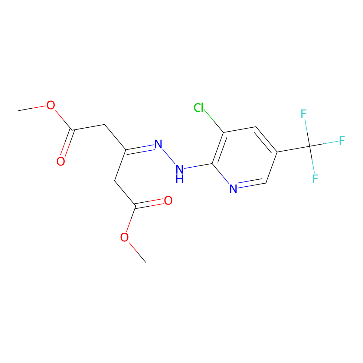 Dimethyl 3-{2-[3-chloro-5-(trifluoromethyl)-2-pyridinyl]hydrazono}pentanedioate molecular structure, CAS 251307-20-7