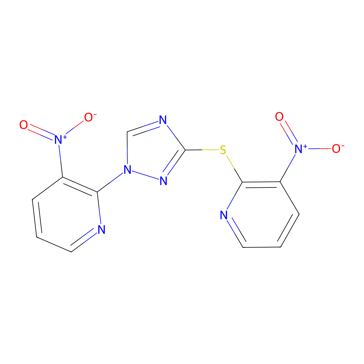 3-nitro-2-{3-[(3-nitro-2-pyridinyl)sulfanyl]-1H-1,2,4-triazol-1-yl}pyridine molecular structure, CAS 251307-22-9