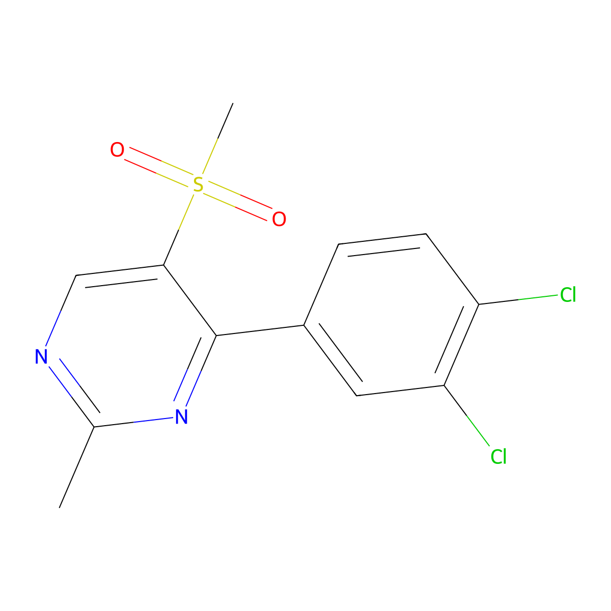 4-(3,4-Dichlorophenyl)-2-methyl-5-(methylsulfonyl)pyrimidine molecular structure, CAS 251307-32-1