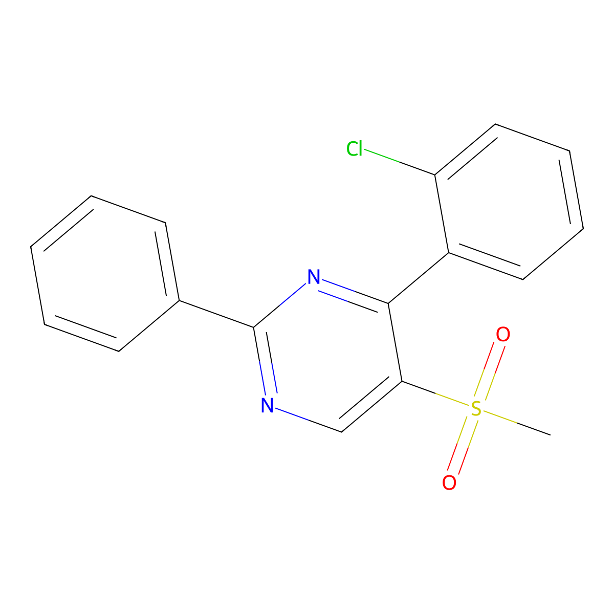 4-(2-Chlorophenyl)-5-(methylsulfonyl)-2-phenylpyrimidine molecular structure, CAS 251307-33-2