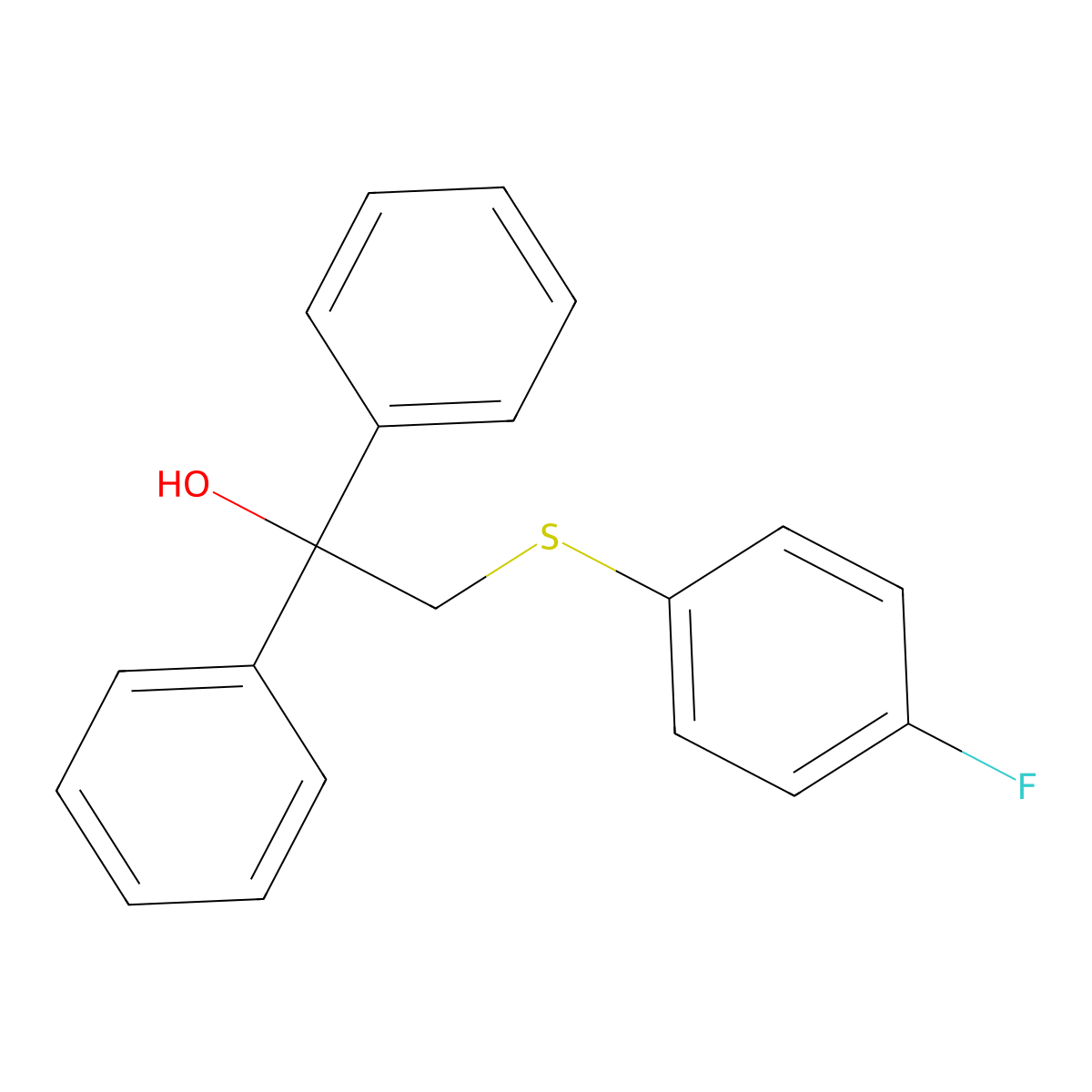 2-[(4-Fluorophenyl)sulfanyl]-1,1-diphenyl-1-ethanol molecular structure, CAS 251307-35-4