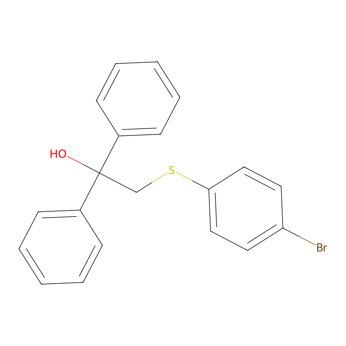2-[(4-Bromophenyl)sulfanyl]-1,1-diphenyl-1-ethanol molecular structure, CAS 251307-37-6