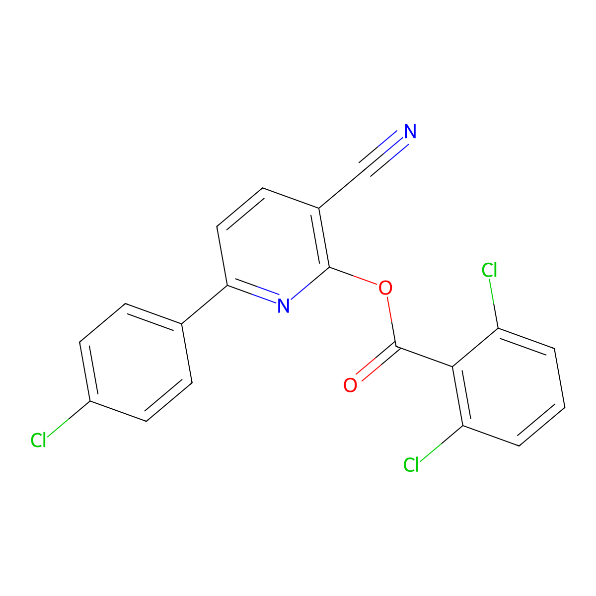 6-(4-Chlorophenyl)-3-cyano-2-pyridinyl 2,6-dichlorobenzenecarboxylate molecular structure, CAS 251307-39-8