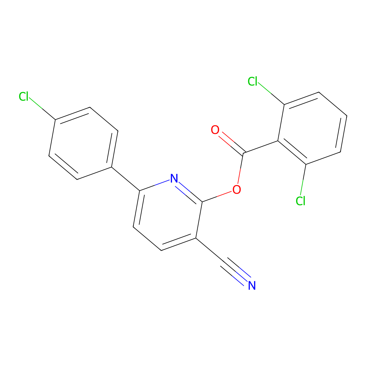 6-(4-Chlorophenyl)-3-cyano-2-pyridinyl 2,6-dichlorobenzenecarboxylate molecular structure, CAS 251307-39-8