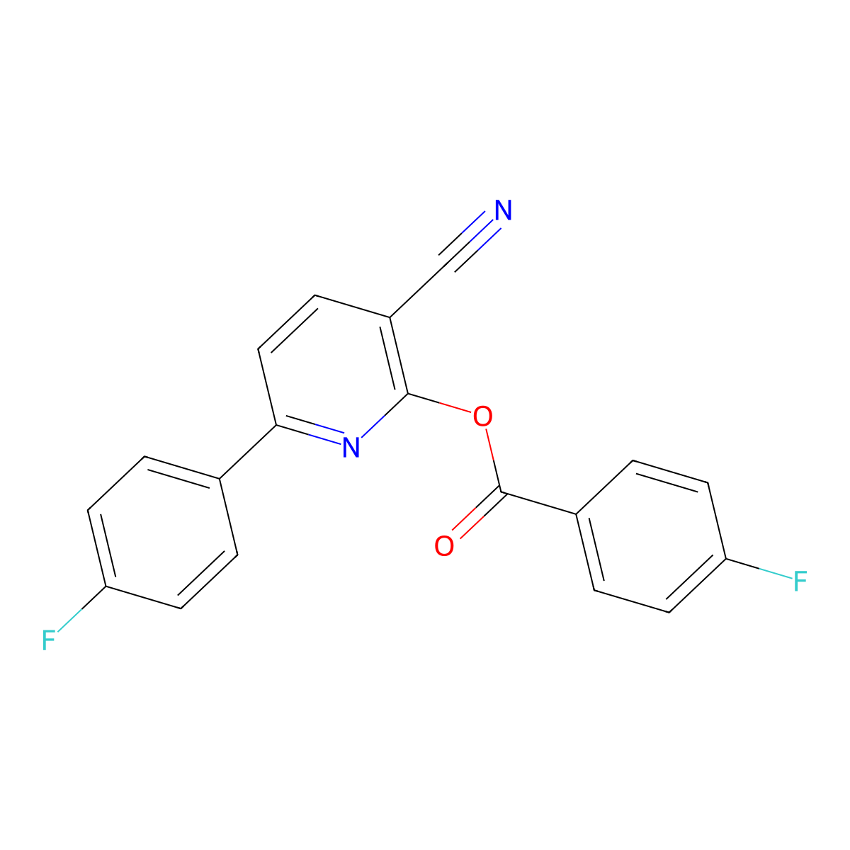 3-Cyano-6-(4-fluorophenyl)-2-pyridinyl 4-fluorobenzenecarboxylate molecular structure, CAS 251307-42-3