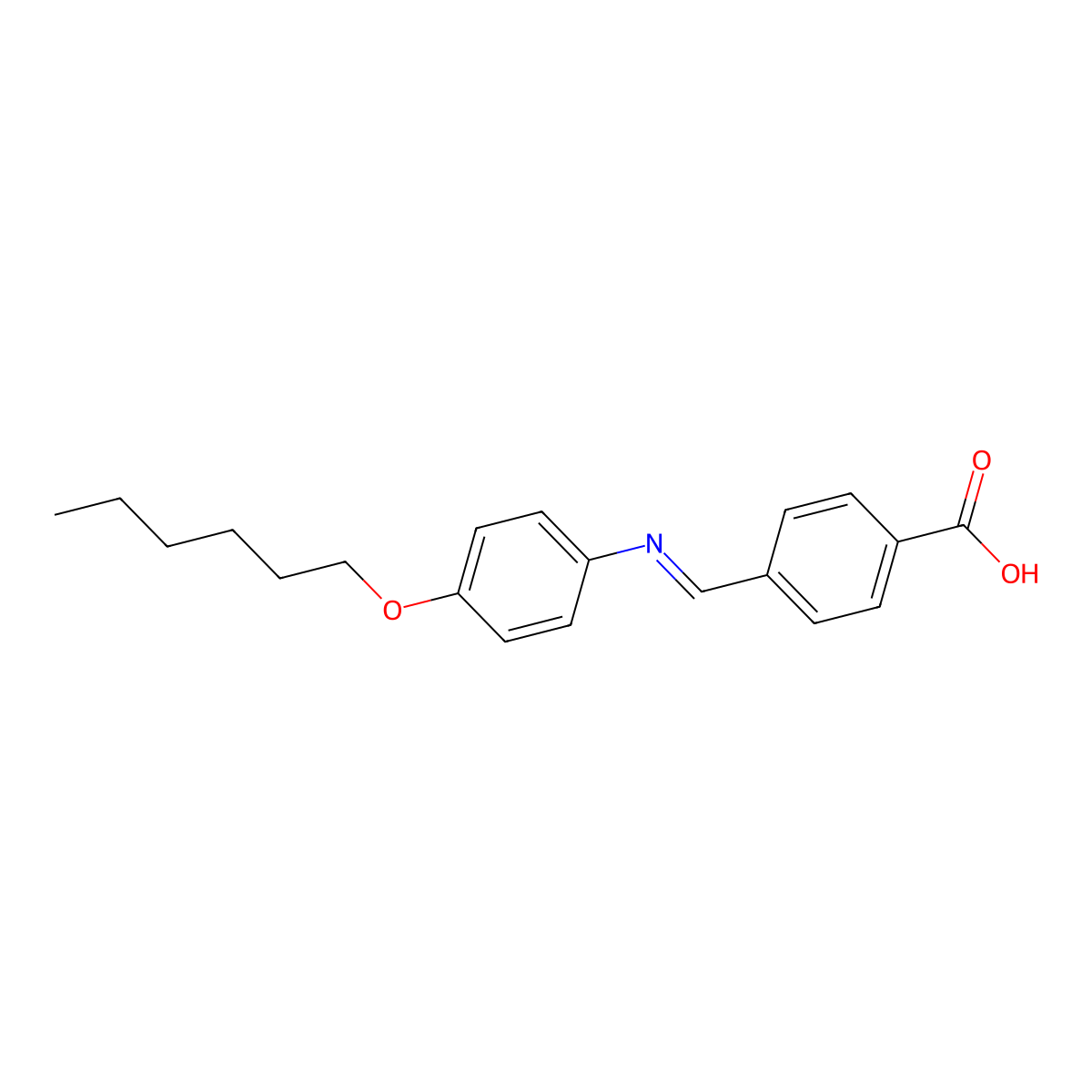 4-[(E)-{[4-(Hexyloxy)phenyl]imino}methyl]benzoic acid molecular structure, CAS 251307-98-9